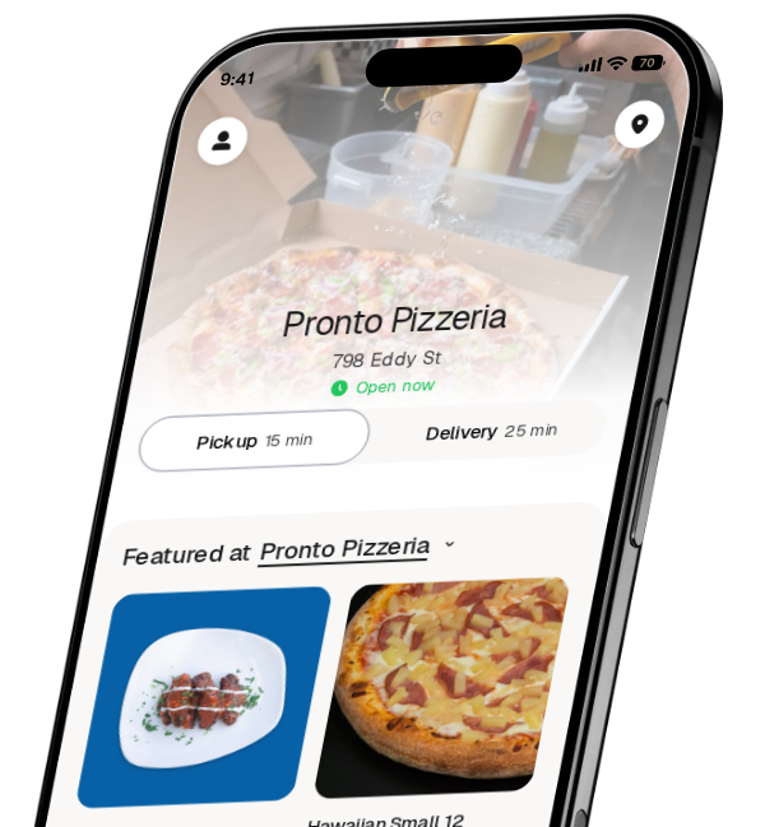 Pronto Pizzeria app preview